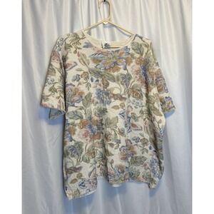 NWT Maggie Lawrence Women's 4XL Tapestry Style Short Sleeve Pullover Sweater